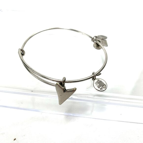 Alex and Ani Heart Slider Charm Bracelet - Silver Finish Expands 2"- 3.5" - Picture 1 of 3